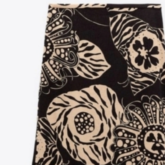 NEW! ZARA Linen Blend Tropical Floral Print Midi Skirt Small. - Picture 4 of 4